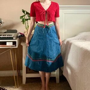 Vintage Cottagecore A-line Eikont Denim Skirt